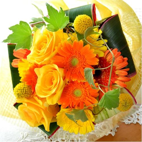 �L���[�g�ȃu�[�P�@YellowHarmony�@�i�o���̉ԑ��j�C�G���[�I�����W�n�@�a�����A�����L�O���A���j���A���ʁA���\��A�h�V�̓�